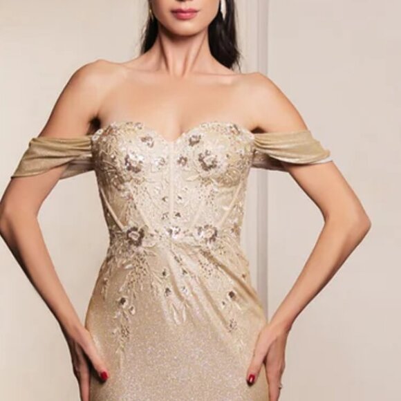 Off shoulder formal dress.Mother of the bride,bridesmaid gold,silver,black,party - Picture 2 of 6